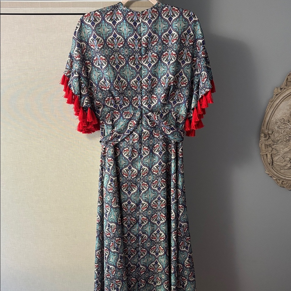 Anthropologie Sachin and Babi maxi Dress with Red tassels size 8 - Picture 5 of 8